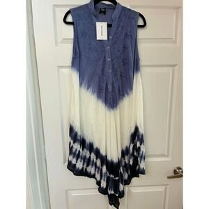 Seven Islands New York Tunic Dress Womens Large Blue White Tie‎ Dye Sleeveless